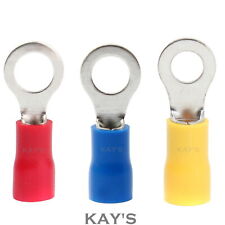 RED / BLUE / YELLOW INSULATED RING CRIMP TERMINAL CONNECTOR ELECTRICAL TERMINALS