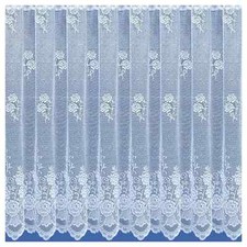 Luxury Cotton Look Sarah Floral Short Drops White Net Curtain Sold by the Metre