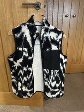Ladies TU Sherpa Borg Fleece Black & White Patterned Gilet Body Warmer Size 12