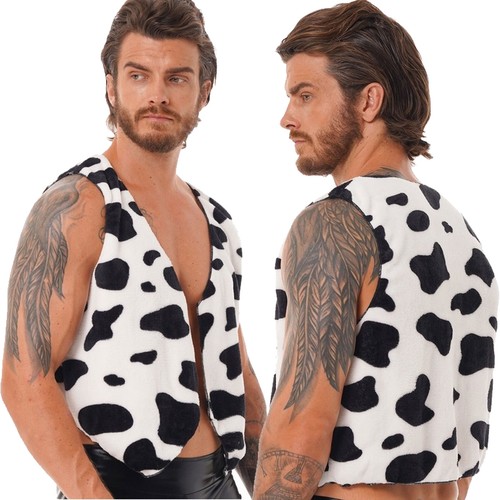 Men cow print flannel - cow, vest