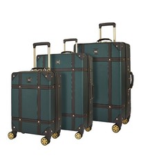 Rock Luggage Hard Shell Green Trunk Suitcase Set Style 8 Wheel Travel Cabin Bags