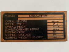 M29C Weasel Amphibious Vehicle Nomenclature Data Plate