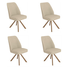 Set of 4 Beige Upholstered