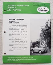 LAND ROVER WESTERN ENGINEERING HYDRAULIC LIFT PLATFORM Car Sale Leaflet c1960