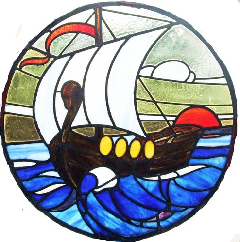 Antique stained glass window - stained,