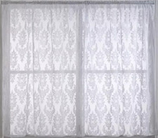 Luxury Damask Net Curtains 240x91cm White Floral Pencil Pleat Polyester New