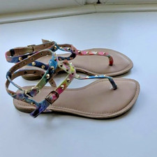 Rainbow Tie Dye Gladiator Flip Flops - Size 5