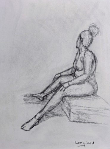 Life drawing nude charcoal - drawing, on