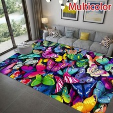 Colorful Butterfly Carpet Livingroom Bedroo Rug Door Anti-slip Mat