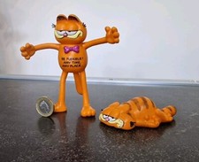 2x Vintage GARFIELD BULLY PVC Mini Figurines 1981. Very Rare. See Photos. 