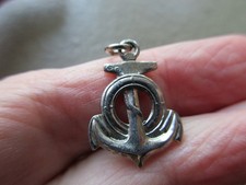 VINTAGE RETRO OLD SILVER TONE SAILING SHIPS ANCHOR NAUTICAL SEAMAN CHARM PENDANT