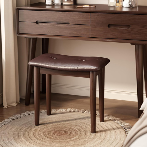 Stylish walnut vanity stool - stylish,