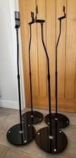 Traditional Steel And Glass Speaker Floor Stands In Black Set of 4