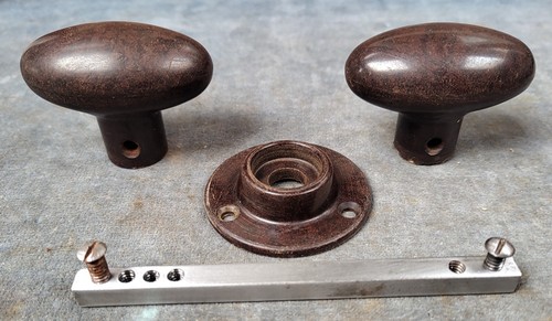 Reclaimed brown oval bakelite - reclaimed,