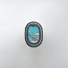 Airplane Window Embroidered Patch Iron On Travel Badge, Plane Wing Cloud Design