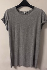 Grey Cap Sleeve Tunic T-shirt H&M Size XS Ladies Clothing