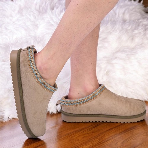 Ladies faux fur lined slippers - ladies,