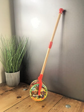 RARE VINTAGE 1983 POSTMAN PAT MUSICAL PUSH ALONG TIN TOY INSTRUMENT BY GREENMONK