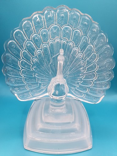 Crystal glass peacock figurine - crystal,