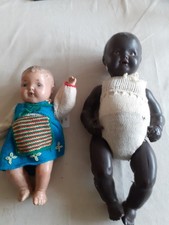 Pair Of Vintage Antique Dolls , African Doll and maybe a tiny tears 