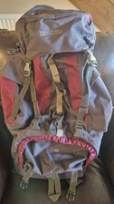 Mountain Warehouse Tor 65L Rucksack Backpack Maroon/Grey for Hiking