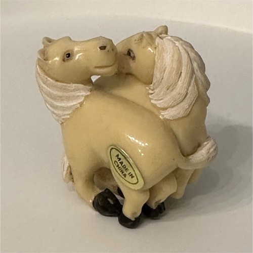 Japanese netsuke two horses - japanese,