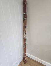 Didgeridoo Authentic Vintage Aboriginal Australian Handmade Painted Lizard 137cm