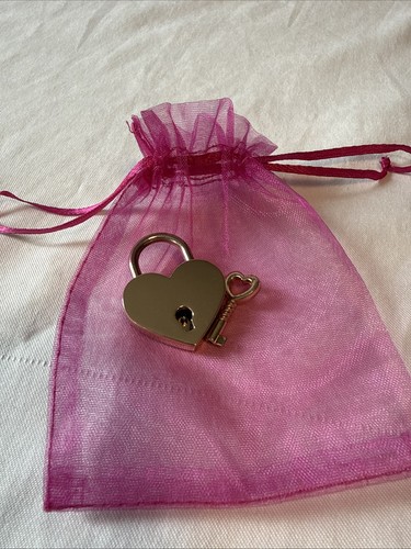 Gold tone heart shaped padlock - heart,