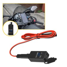 UK Waterproof 2-USB Port Motorbike Motorcycle Charger Socket Black Power Adapter