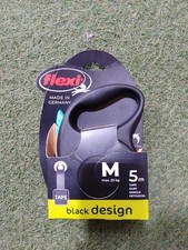 Flexi Black Design (Blue Trim) Medium 5mtr Tape Lead Max Dog 25kg..