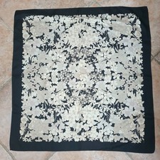Vintage Liberty of London Big Silk Black White Grey Lloral Square Scarf