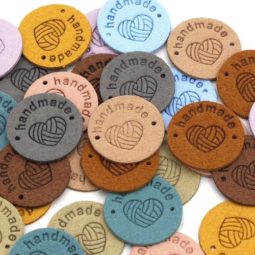 Round faux suede leather - faux,
