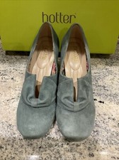 Hotter Donna Dark Aqua Suede Retro Style 40s 50s Court Shoe Size 3 Standard  New