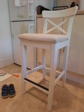 IKEA Breakfast Bar stool with backrest, white, Cushioned  free delivery option