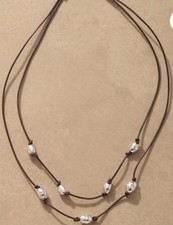 NEW Sundance Jewelry NECKLACE by Van Peterson Leather Floating Sterling Silver