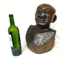 LARGE Vintage HARDWOOD African Hand Carved Wooden Bust / Head of Man :  10.5 Kg
