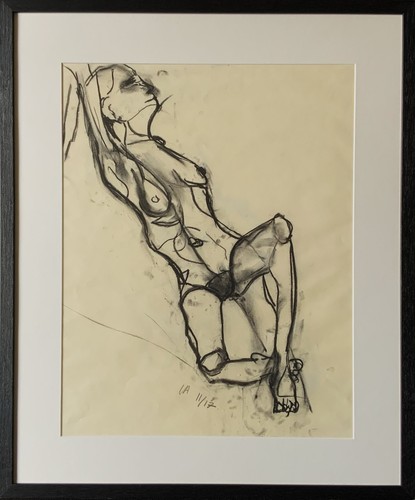 Abstract female nude charcoal - abstract,