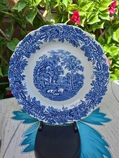 Vintage Booths Silicon China British Scenery Blue & White Bread Side Plate 7"