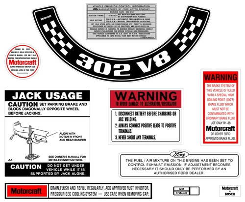 Engine bay decal kit 302 - bay,