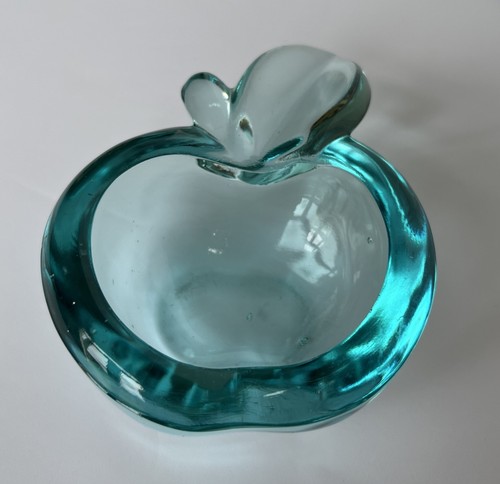 Lovely turquoise glass apple - glass,