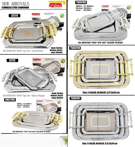 3pcs tray set gold silver - set, &
