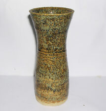 Peter Hayes Studio Stoneware Pottery Attractive Speckled Green/Brown Glaze Vase.