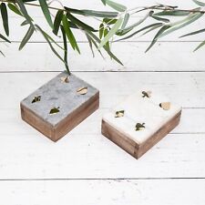 Wooden Marble Playing Card Pack Box White Grey Case Deck Holder Mens Gift