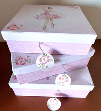 Gift / Decoration Pink Ballerina Stacking Boxes x 3 set - Used Very Good