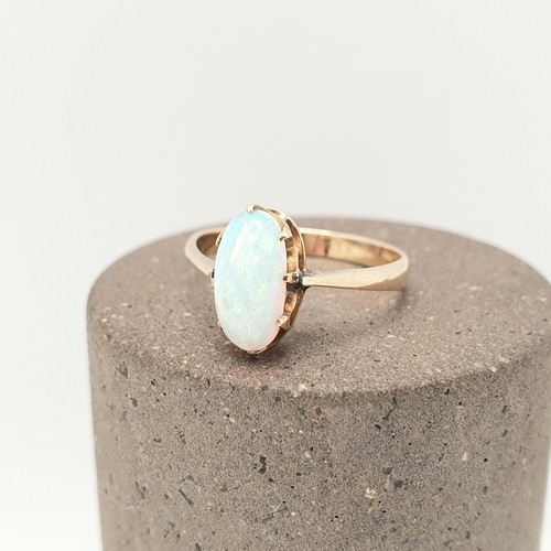 Antique 9ct gold opal - opal, ring