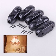 5pcs ON/OFF Table Lamp Desk Bed Light Cord In Line Rocker Switch 250V 6A Black