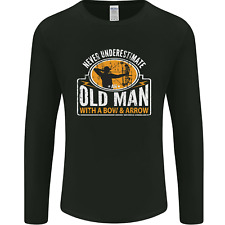 Old Man With a Bow & Arrow Funny Archery Mens Long Sleeve T-Shirt