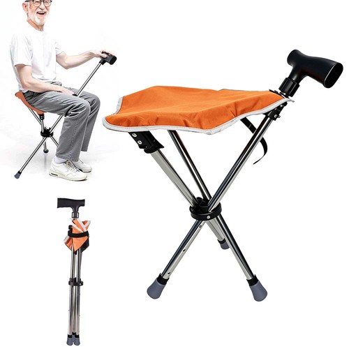Folding walking stick seat - folding,