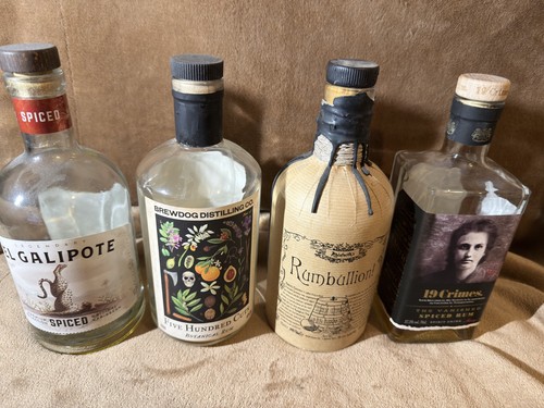 Empty rum bottles - 4, mixture
