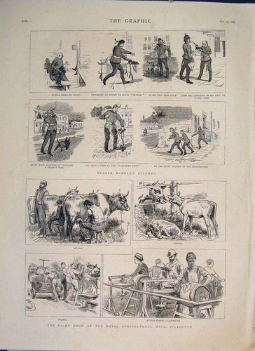 Original old antique print - old,